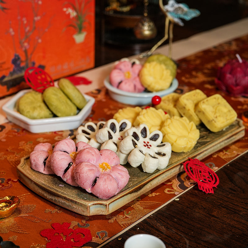 Assorted traditional Chinese pastries inside Zhiweiguan Chinese New Year gift box